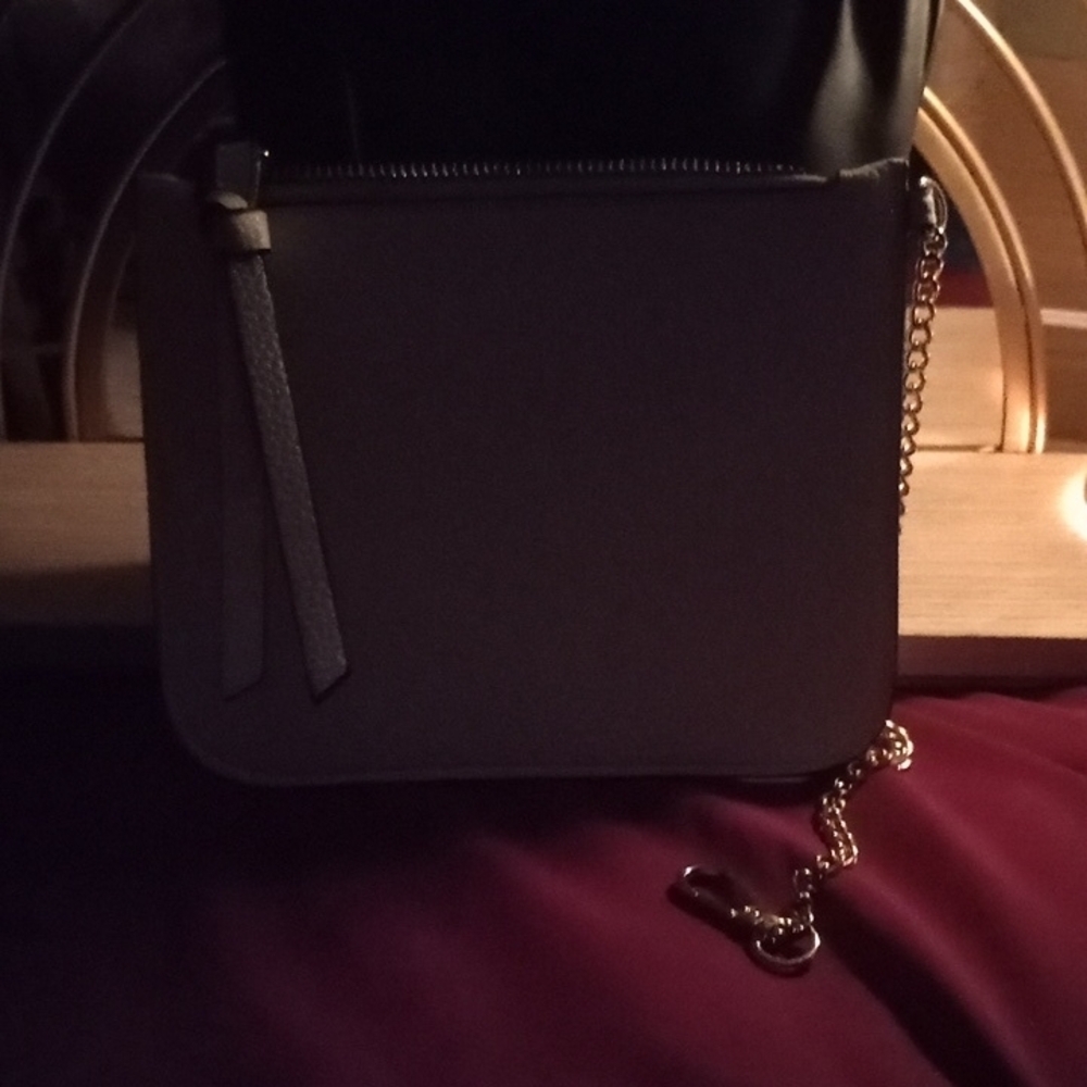 Elegant Black and Gray  Leather Women's Bag